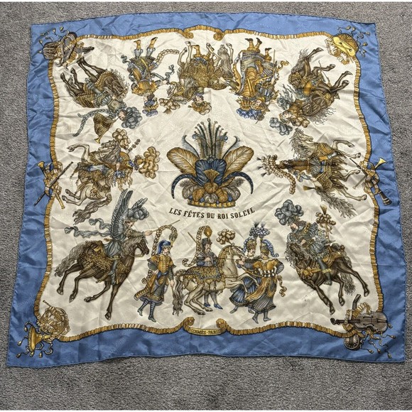 Hermes Carre90 Les Fetes Du Roi Soleil Celebration Of The Sun King Scarf Silk - Picture 1 of 6